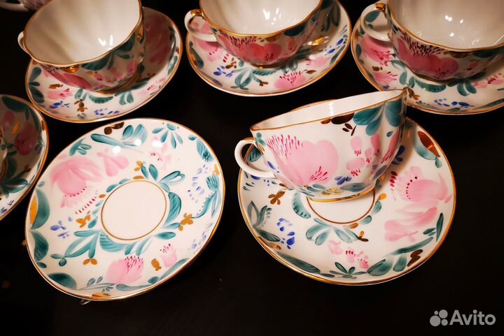 1960е лфз Полный чайный сервиз,тюльпан