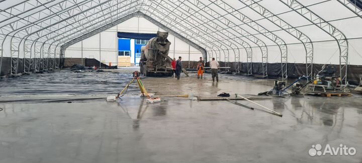 Бетонные полы с топпингом в Ангаре