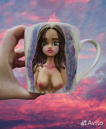 Кружка с декором из полимерной глины