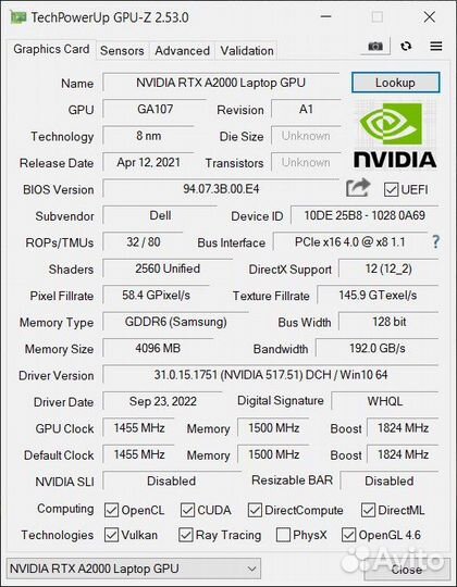 Видеокарта RTX A2000 laptop GPU(ноутбучная) +кулер