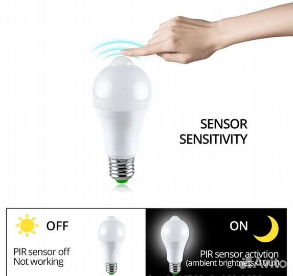 Светодиодные лампы е27 PIR датчик движения