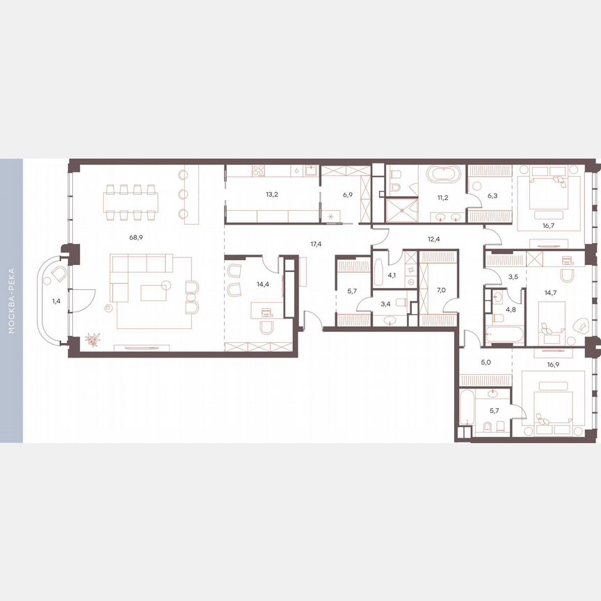 4-к. апартаменты, 239,6 м², 4/6 эт.