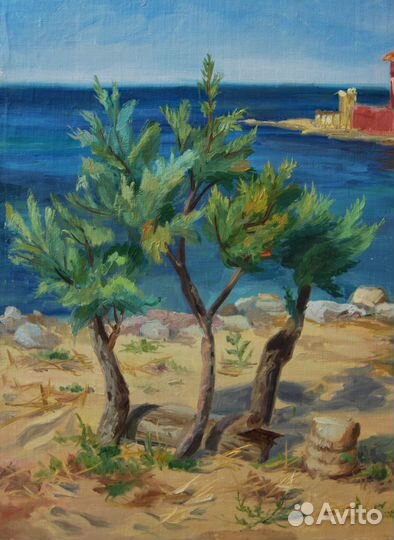 Картина маслом море италия пейзаж