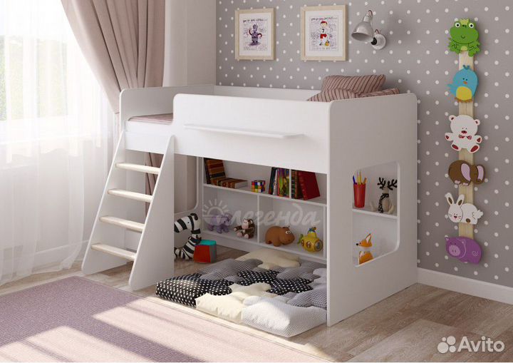 Детская кровать чердак белая