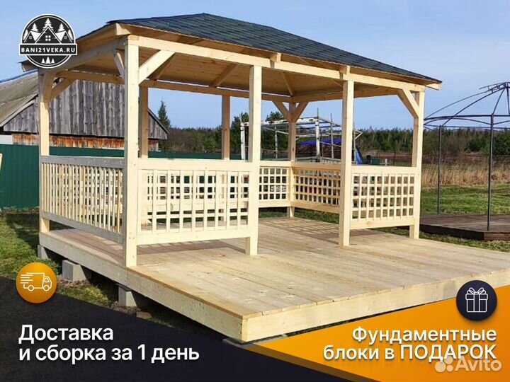 Беседка из сосны. Сбор за 1 день