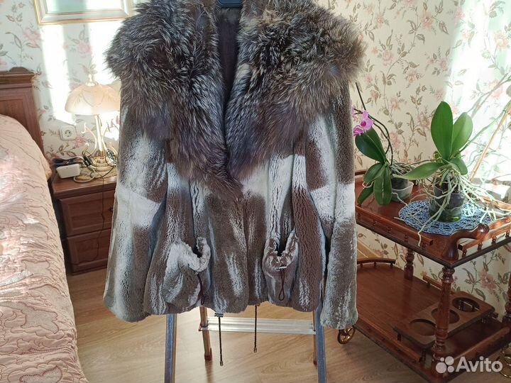 Норковый полушубок с капюшоном лиса размер 46 48
