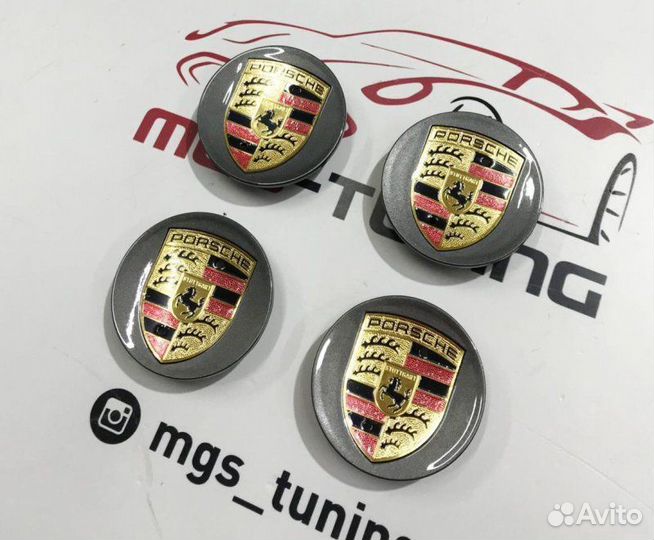 Колпачки в ступицу Porsche темно-серые 76м. 4 шт