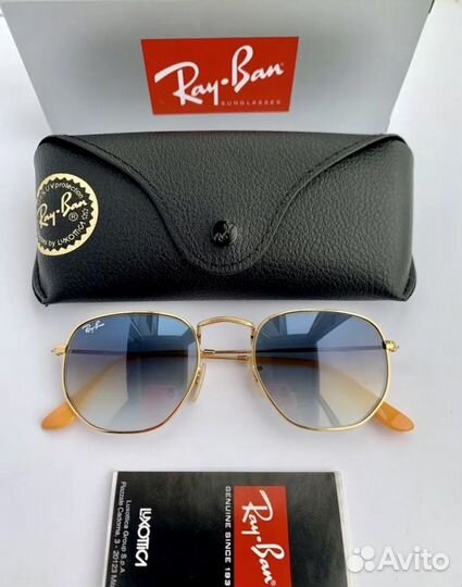 Солнцезащитные очки ray ban hexagonal голубые
