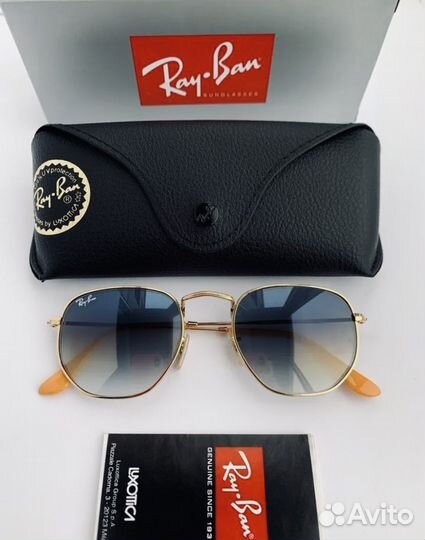 Очки ray ban hexagonal голубые