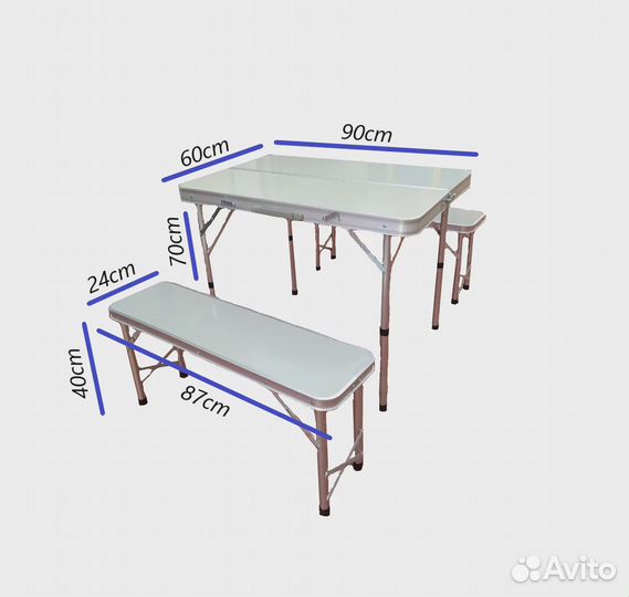 Стол складной со скамейками для дачи и рыбалки