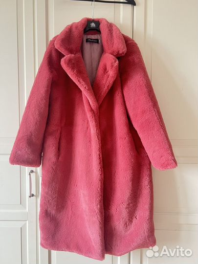 Шуба из эко меха тедди с поясом р.S-M