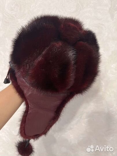 Шапка ушанка норковая женская