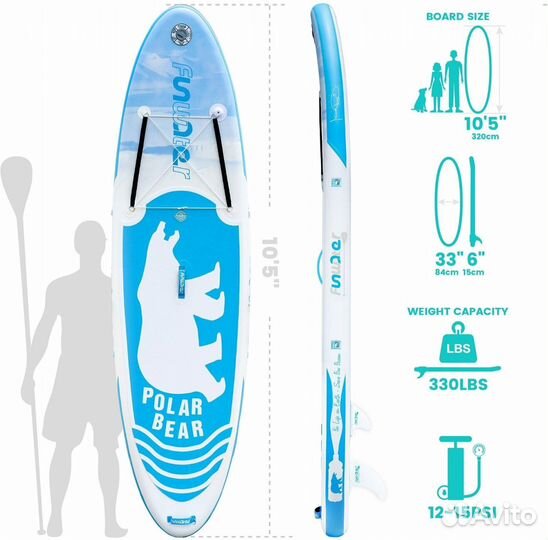 Новый комплект сап борд / Sup Board FunWater Polar