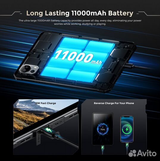 Противоударный Планшет Fossibot DT1 8/256Gb, 10.4