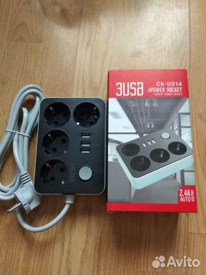 Сетевой фильтр с 3 USB новый