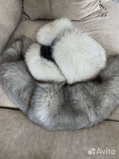 Меховая шапка и воротник песец