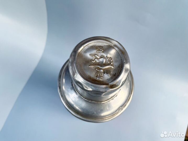 Термос китайский времен СССР красный с ручкой