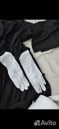 Перчатки из сетки с жемчужинами Swarovski