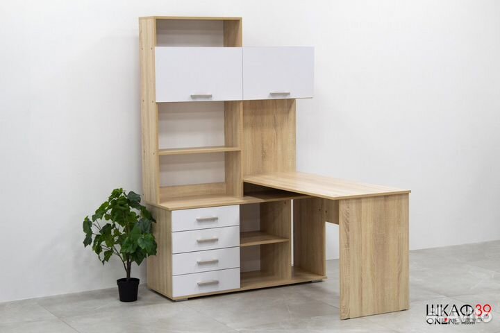 Пкс-11 Стол письменный Дуб Сонома/Белый глянец (пр