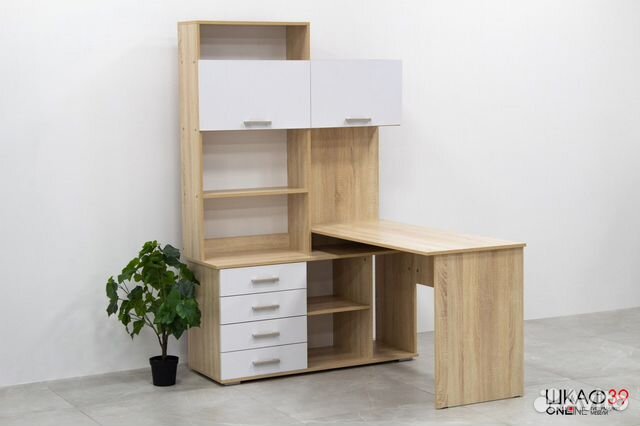 Пкс-11 Стол письменный Дуб Сонома/Белый глянец (пр