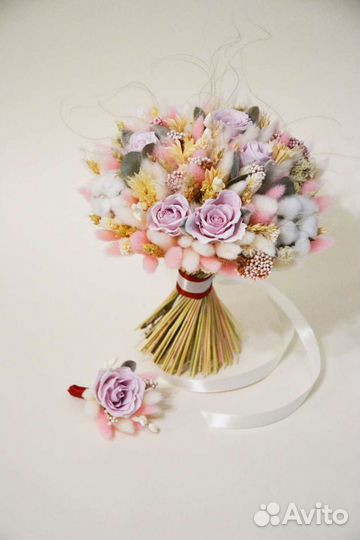 Букет невесты свадебный и на никах из сухоцветов