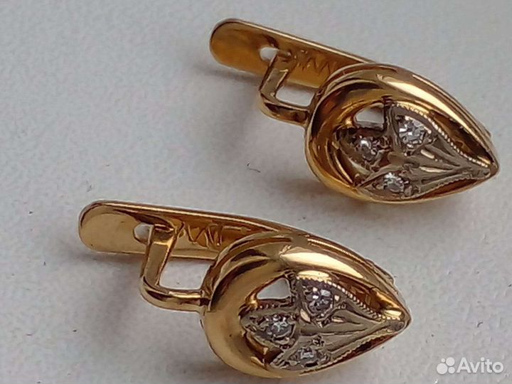 Серьги СССР с бриллиантами 750 проба