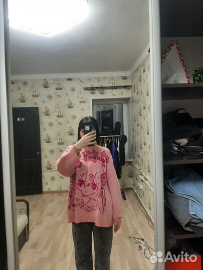 Свитер розовый у2k archive