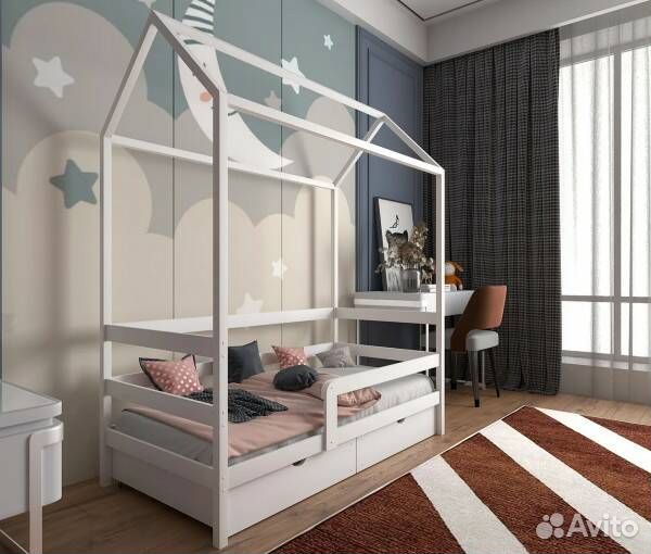 Детская кровать домик из массива березы