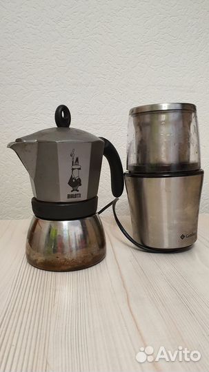 Гейзерная кофеварка+кофемолка