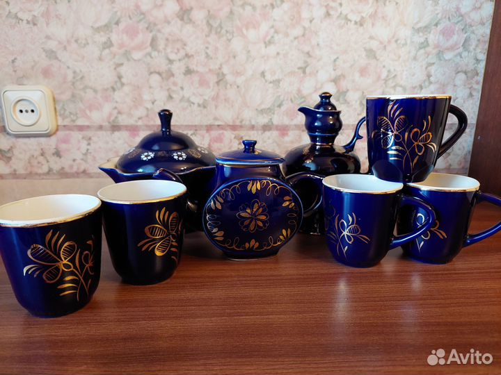 Посуда кобальт СССР «Бронницы», «Гжель»