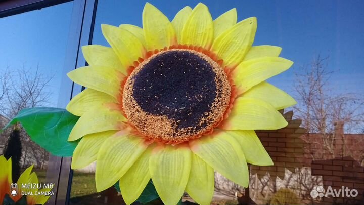 Подсолнух искусственный Высота 175 см ширина 90 см