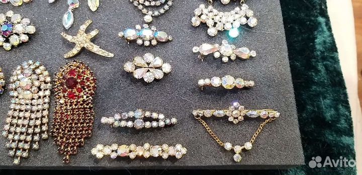 Брошь, клипсы винтаж СССР aurora borealis