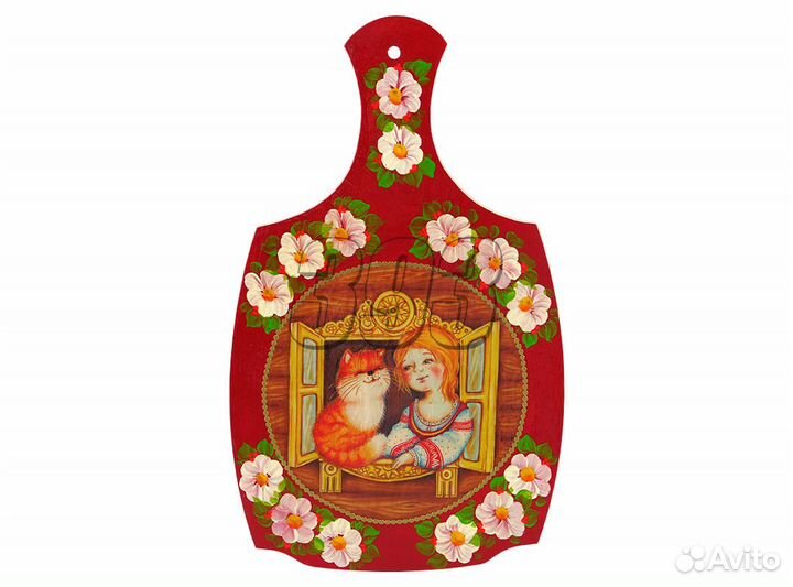 Доска разделочная большая Девушка с кошкой (25000)