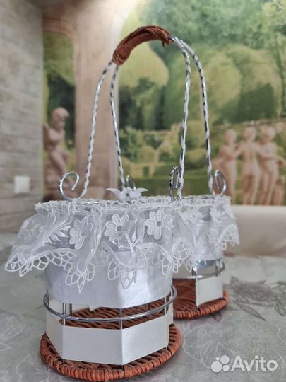 Подставка для свадебных бутылок + украшение