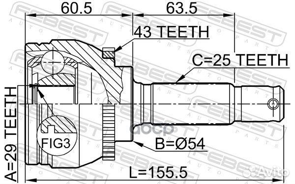 0410DA2A43 ШРУС наружный к-кт ABS Mitsubishi C