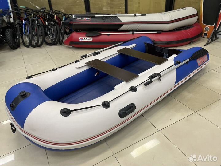 Лодка пвх Hunterboat Стелс 335 аэро синий/белый