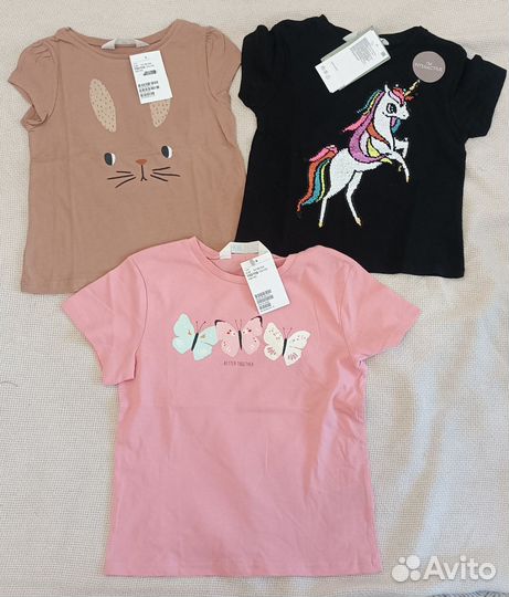 Футболки и леггинсы на лето hm для девочек110/116