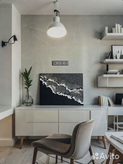 Текстурная картина - чёрная волна