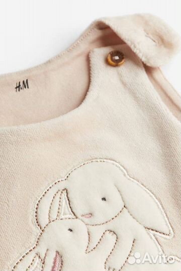 Набор H&M боди в рубчик и велюровый комбинезон