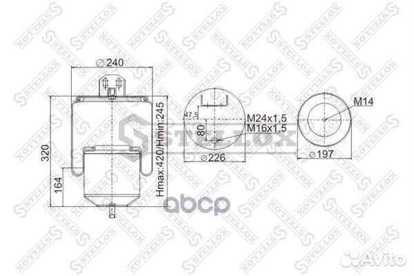 Пневмоп. со ст.1шп-шт.M16/24 смещ.80+кроншт.4о