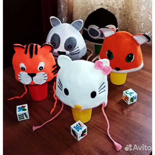 Детские шапочки для фотосессии, утренника вязаные