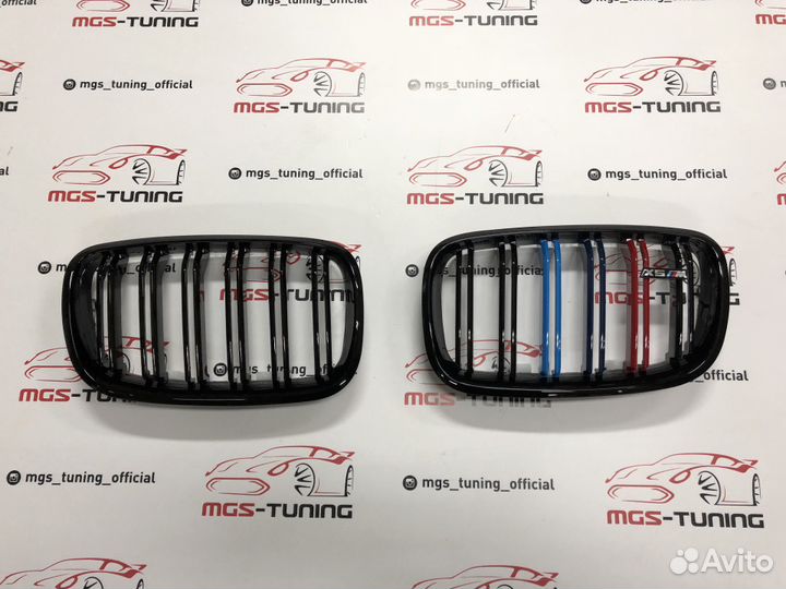 Решетка в BMW Х5 е70 в стиле Х5 М с триколором