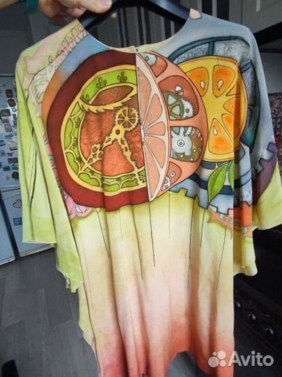 Платье из шифона, холодный батик ручная роспись