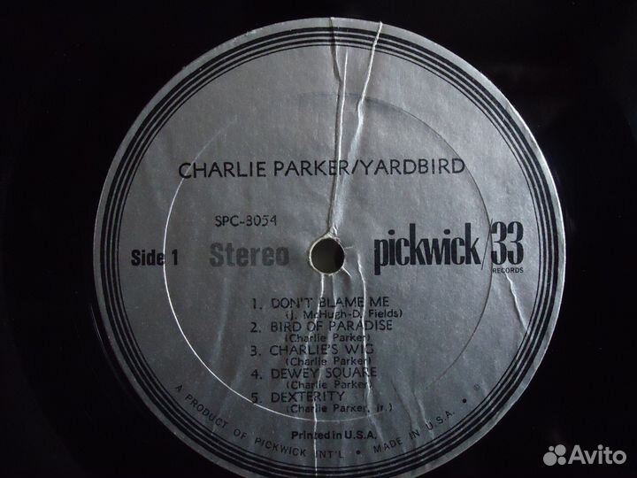 LP, джаз, винил Charlie Parker-Yardbird EX/NM