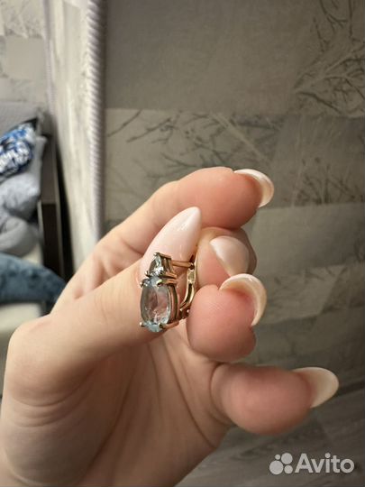 Серьга серебрянная 925 с позолотом