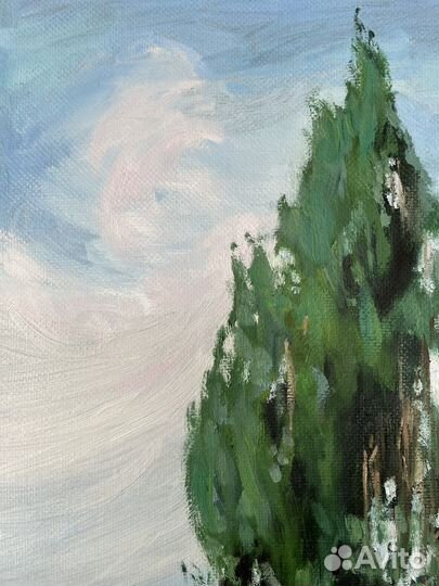 Картина, холст, масло, пейзаж, 30х60