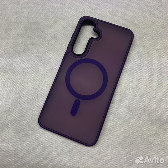 Чехол на Samsung S24 FE матовый фиолетовый MagSafe