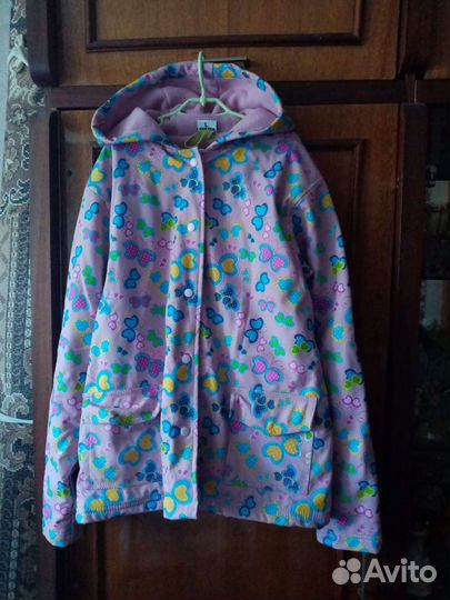 Куртка осенняя на флиске, новая, на 7-9 лет. Длина