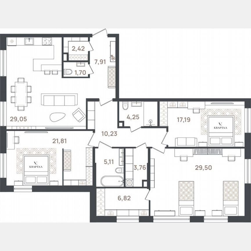 3-к. квартира, 139,8 м², 2/3 эт.