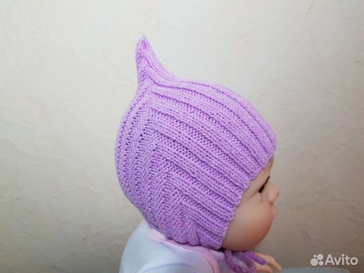 Детская шапка Эльф гном 0-3 мес демисезонная